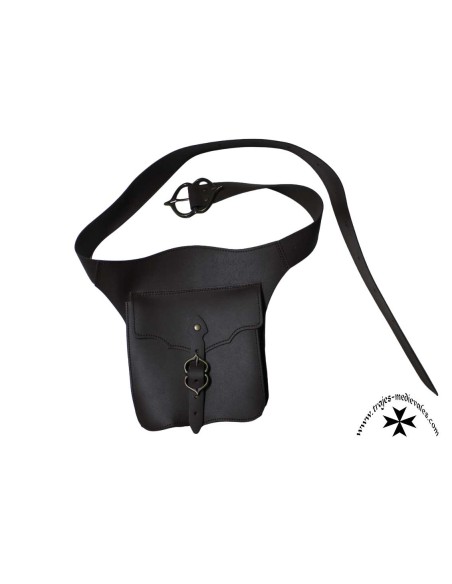 Bolso riñonera medieval, piel flor, ref. 4026.