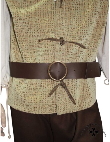 Wide Handmade Leather Belt with Round Buckle –...