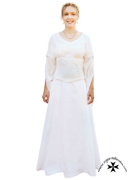 Vestido de novia medieval con corsé, blanco/natural