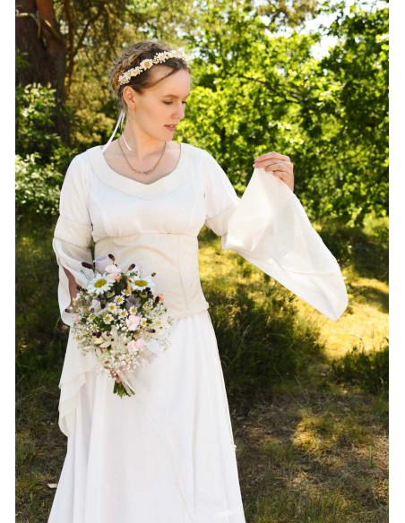 Vestido de novia medieval con corsé, blanco/natural
