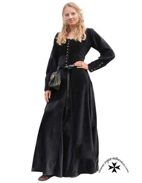 Vestido medieval de terciopelo Cotehardie Isabell, varios colores. Siglos XIII - XV.