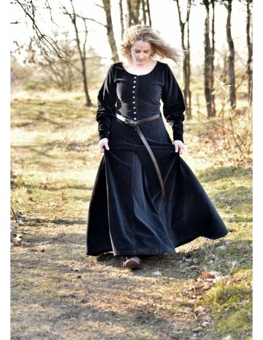 Vestido medieval de terciopelo Cotehardie...