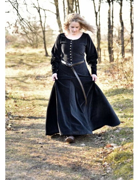 Vestido medieval de terciopelo Cotehardie Isabell, varios colores. Siglos XIII - XV.