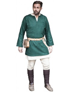 Túnica medieval, corta, de lana, Ludwig, verde.