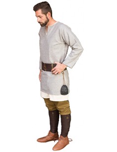 Túnica medieval, corta, de lana, Ludwig, verde. 2