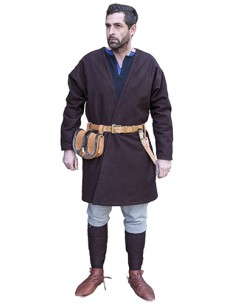 Balandrán medieval de caballero, Lothar, de lana, granate. 2