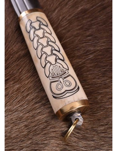 Pequeño Seax vikingo con empuñadura de hueso y...