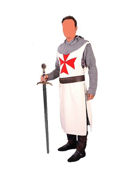 Sobrevesta medieval, caballero, ajustable. (Posibilidad elección de color y cruz)