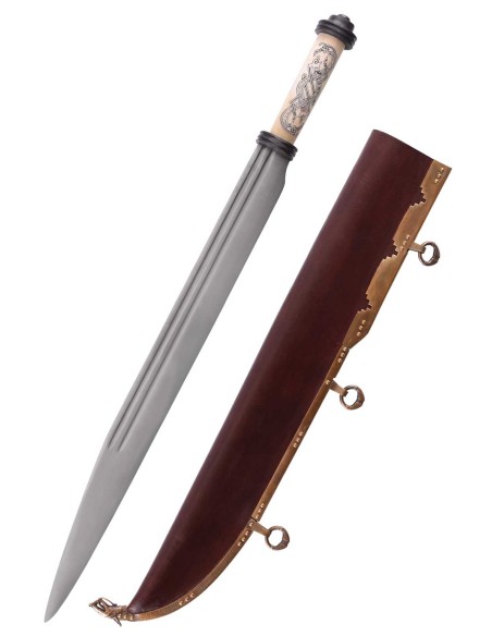 Viking Long Seax with Bone Grip in Jellinge Style, 10th c.