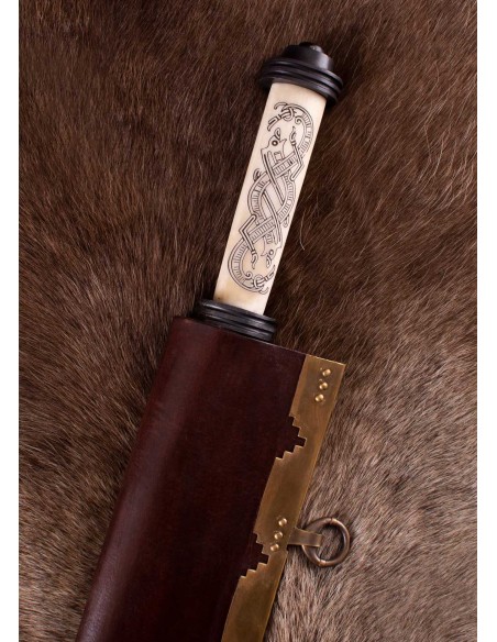 Viking Long Seax with Bone Grip in Jellinge Style, 10th c.