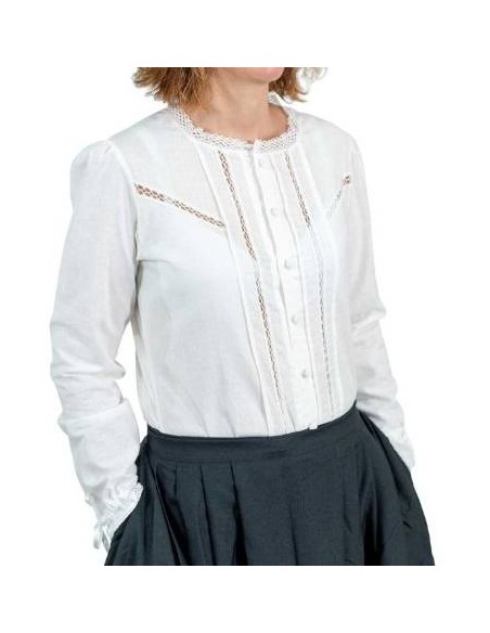 Blusa-chambra regional de semi-hilo, natural, María de Molina.