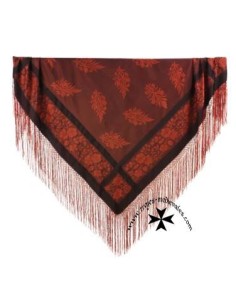 Mantoncillo de gro, ref. SC803. Seda. Granate. (140 x 140 cm.) Detalle