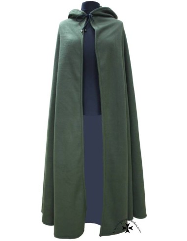 Capa medieval Einar, tejido polar verde.