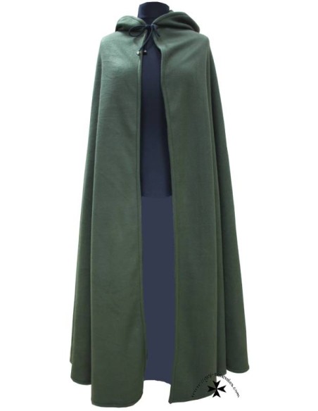 Capa medieval Einar, tejido polar verde.