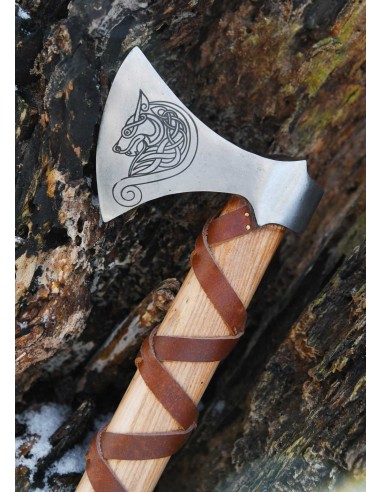 Hacha vikinga de acero fundido, tipo G, con...