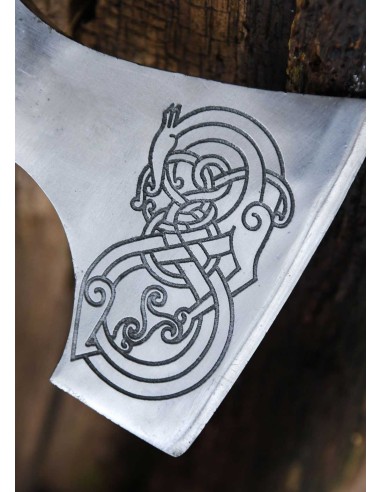 Hacha vikinga de acero fundido, tipo D, con...