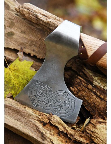 Hacha vikinga de acero fundido, tipo D, con...