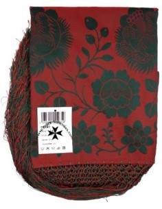 Mantoncillo de gro, ref. PR490. (Rayón-poliéster). Grana-verde. (140x140 cm.)