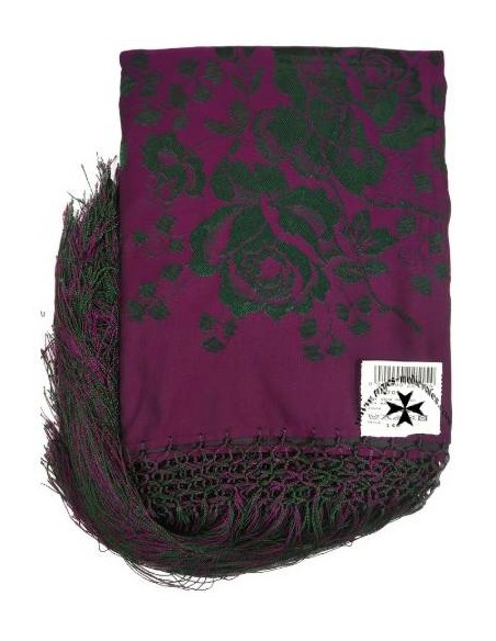 Mantoncillo de gro, ref. SR701. (Seda-rayón). Morado-verde. (140x140cm.)
