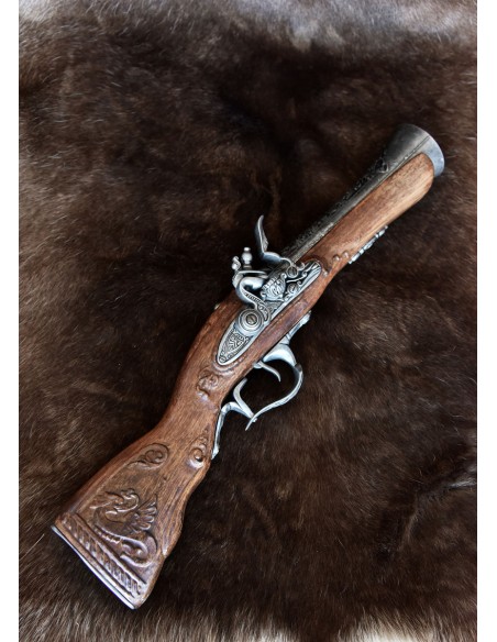 Pistola de chispa Trabuco, Dragón, siglo XVIII, réplica