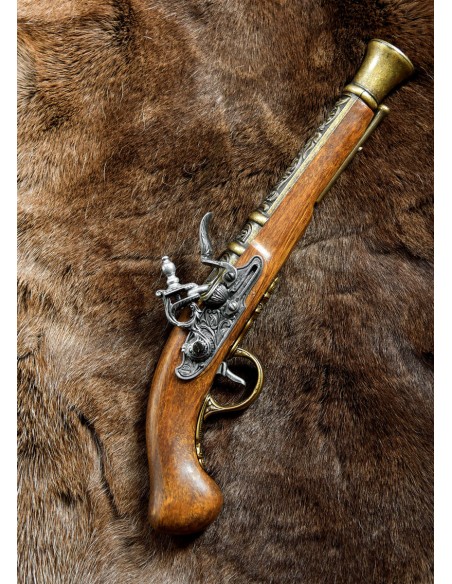 Pirate Flintlock Pistol, 18th Century, Brass, Replica