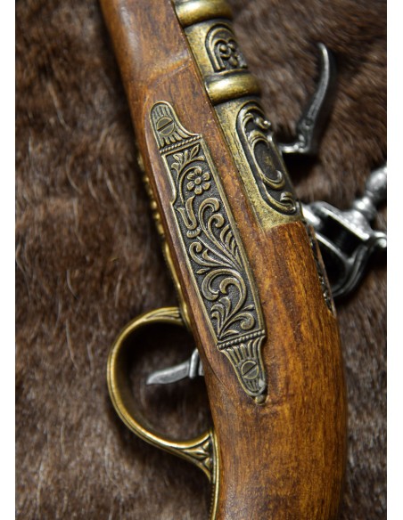 Pirate Flintlock Pistol, 18th Century, Brass, Replica