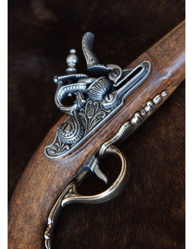 Pistola de chispa, siglo XVIII, latón, réplica