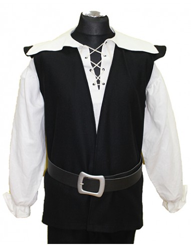 Chaleco renacentista, jerkin-weste, Otelo, negro.