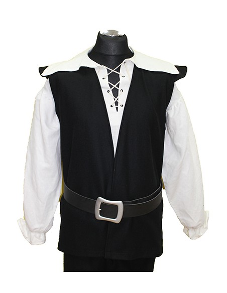 Chaleco renacentista, jerkin-weste, Otelo, negro.