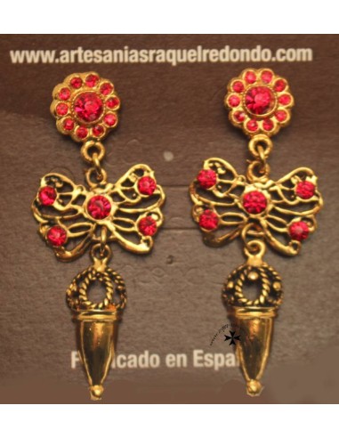 Pendientes, ref.0300, oro-rubí. (Niña)