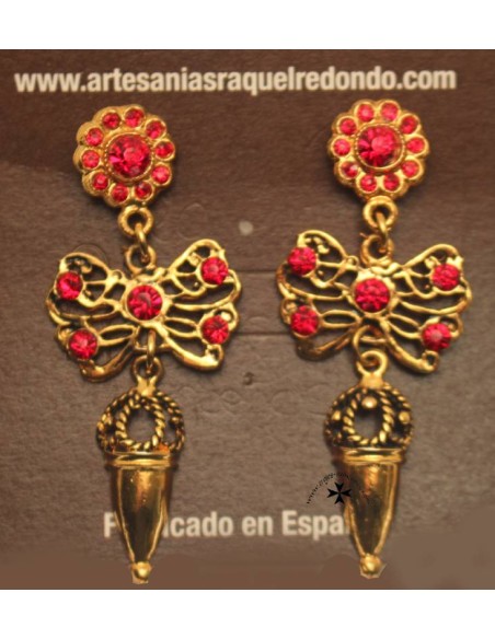 Pendientes, ref.0300, oro-rubí. (Niña)