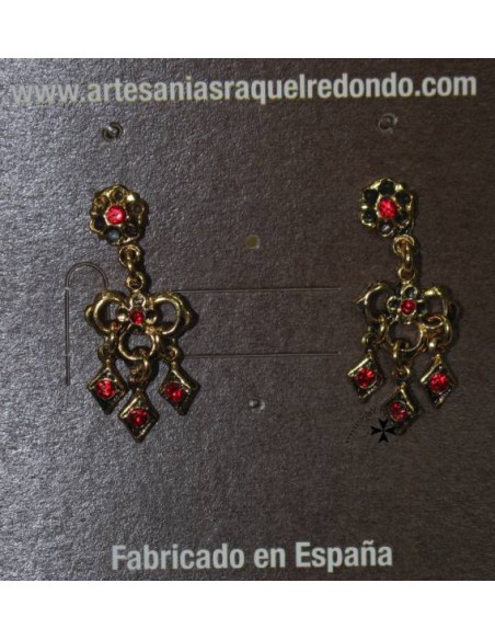 Pendientes, ref.6960, oro-rubí.