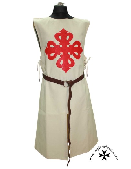 Sobrevesta medieval, caballero, ajustable. (Posibilidad elección de color y cruz)