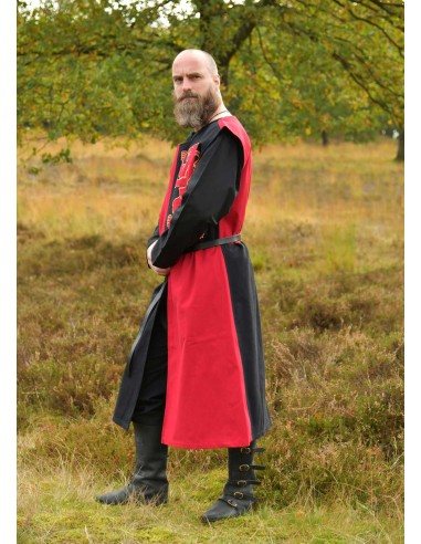 Medieval tabard lined with lion (Red / Black)
