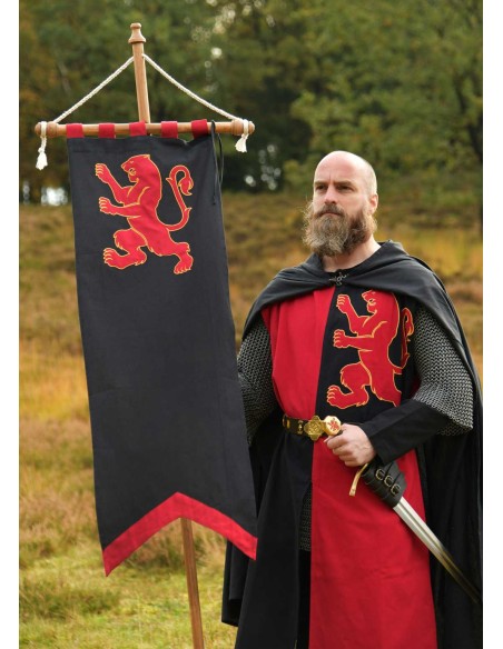 Medieval tabard lined with lion (Red / Black)