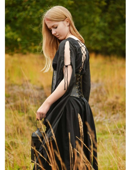 Ingrid Medieval Dress with laces at the back (Natural and Black)