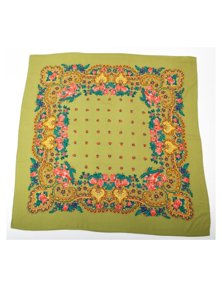 Pañuelo portugués, 65X65, verde oliva.