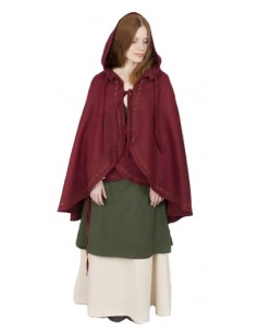 Capa corta con capucha, de lana, Affra, roja.