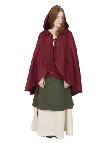 Capa corta con capucha, de lana, Affra, roja.