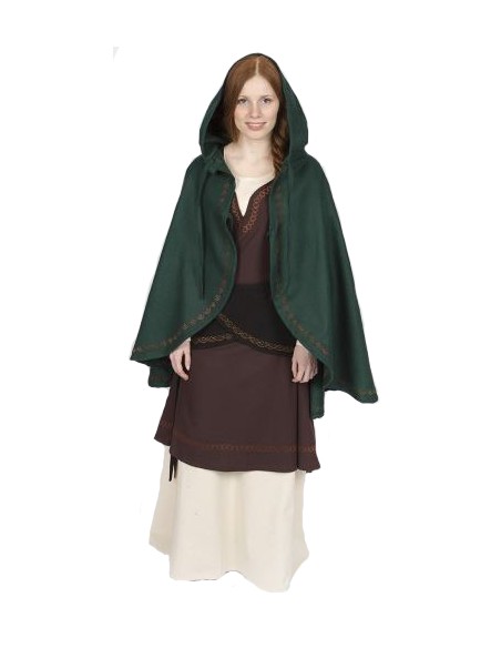 Capa corta con capucha, de lana, Affra, verde.