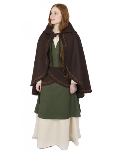 Capa corta con capucha, de lana, Affra, marrón.
