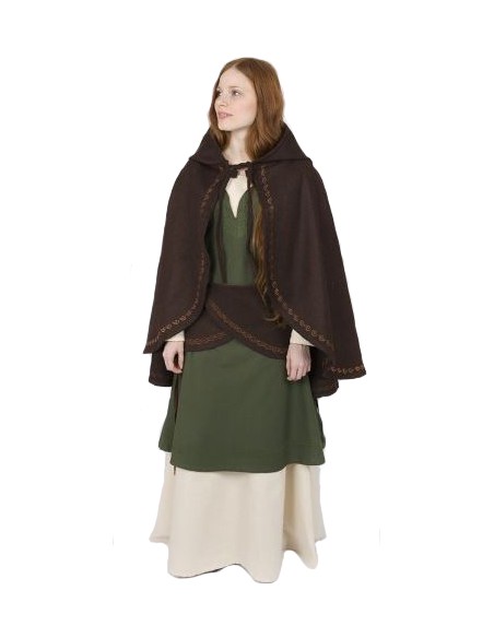 Capa corta con capucha, de lana, Affra, marrón.