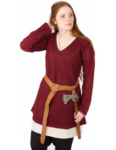Túnica medieval corta , de lana, Hyria, verde. 2