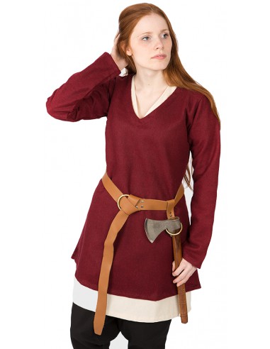 Túnica medieval corta , de lana, Hyria, roja.