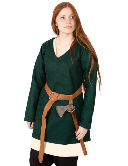 Túnica medieval corta , de lana, Hyria, verde.